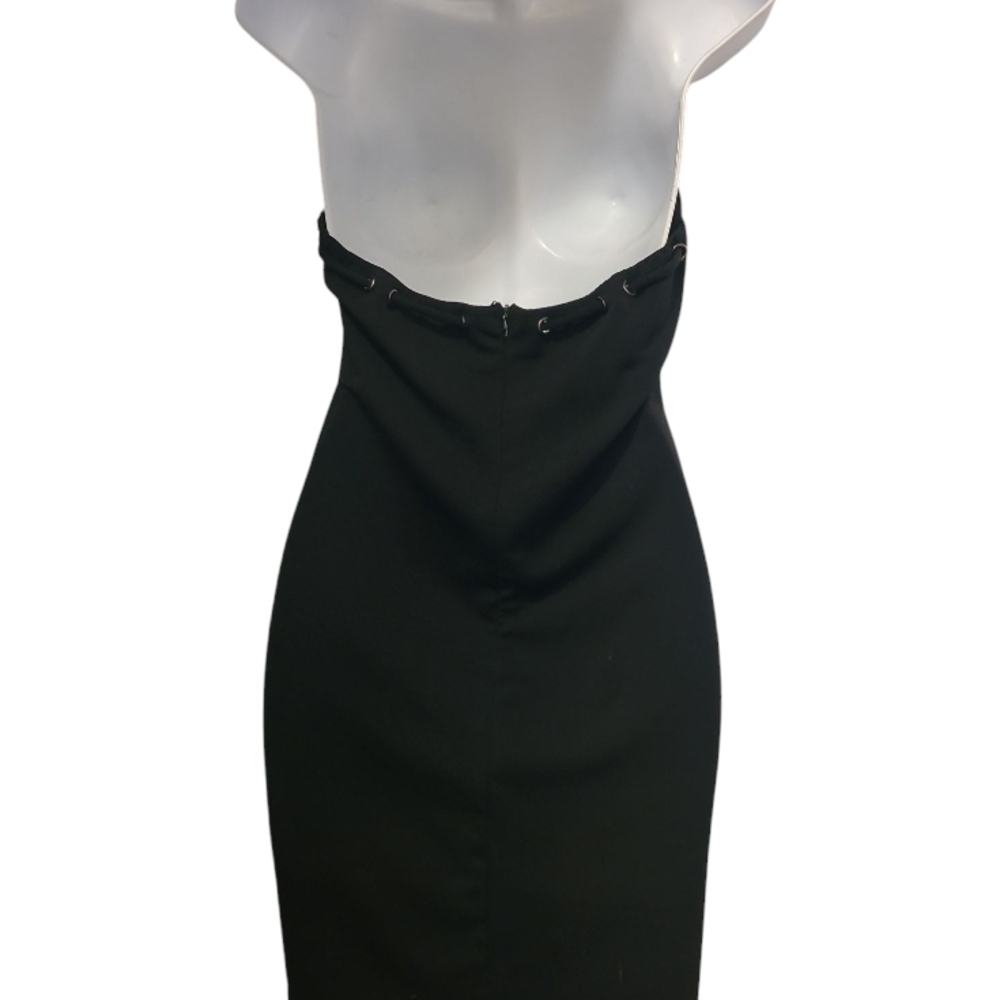 Style Rack Black Halter Dress with Lace Up Eyelet Detail Size Medium EUC - Picture 3 of 4